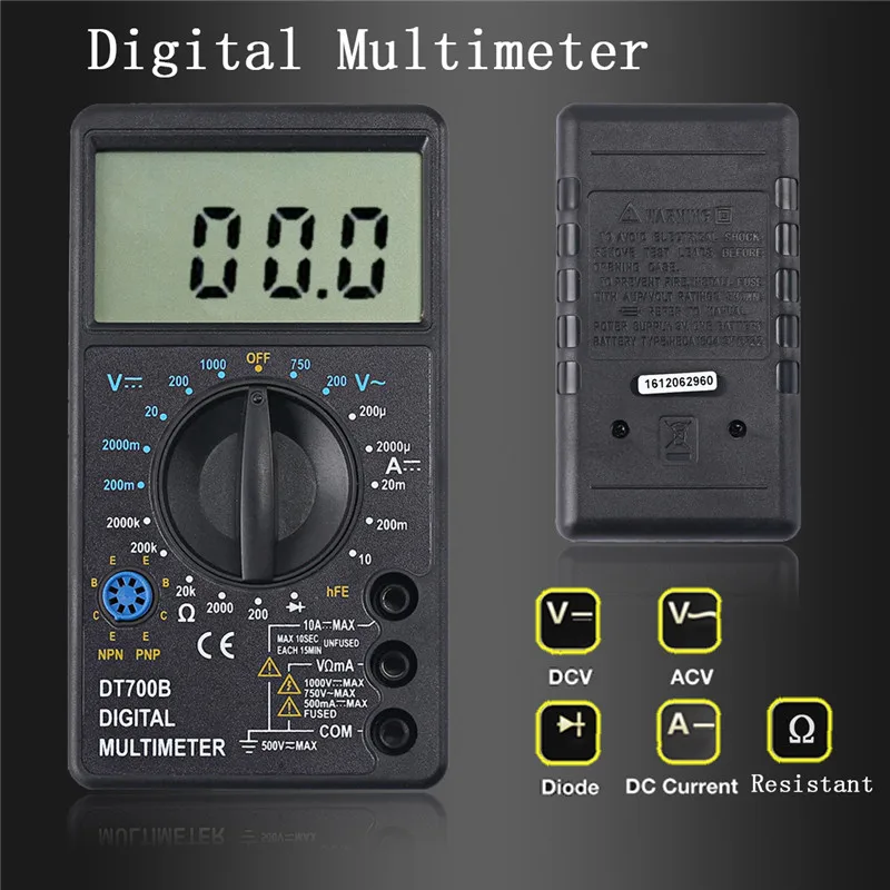 DT700B цифровой мультиметр AC DC Вольтметр Multimetro Напряжение Ток Сопротивление Тест er для электрического мультиметр диод тест