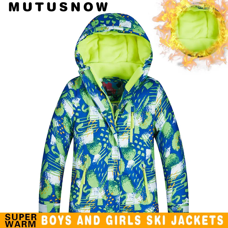 Детская Лыжная куртка зимний детский ветрозащитный водонепроницаемый теплый лыжный костюм зимний комбинезон для мальчиков-30, двойная куртка