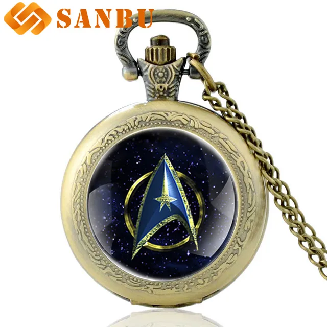 Antique Bronze Star Trek Quartz Pocket Watch Necklace Vintage Men Women Jewelry Antique Bronze Star Trek Quartz Pocket Watch Necklace Vintage Men Women Jewelry