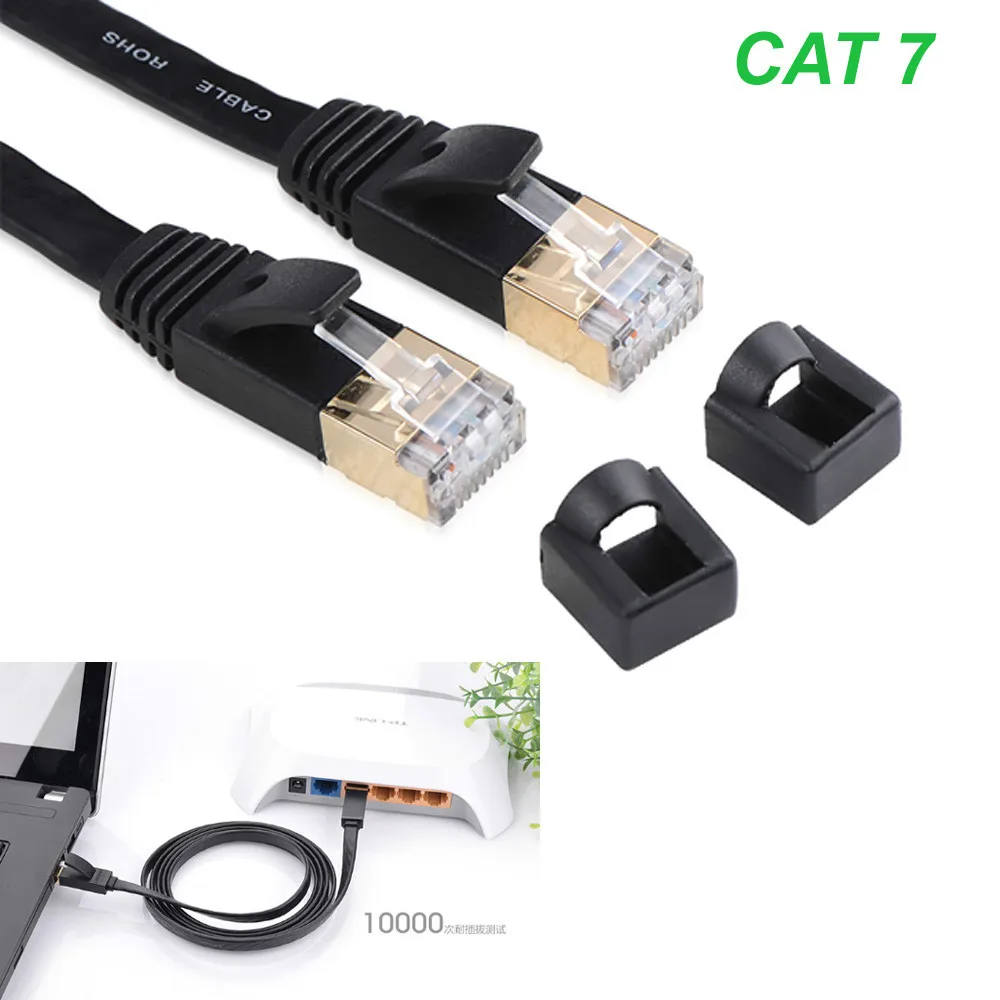 Top Quality 32 ft UGREEN CAT 7 RJ45 Shielded 600MHz Patch Networking Flat Cable -Flat design