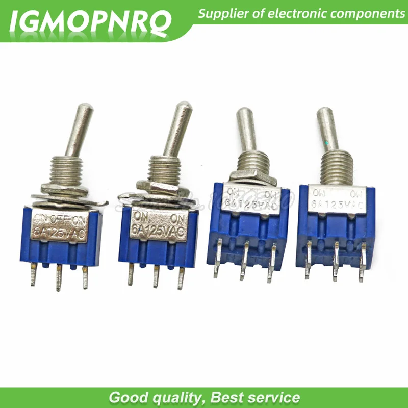 

5PCS MTS-102 MTS-103 MTS-202 MTS-203 6A 125V Mini 3/6PIN ON-OFF/ON-OFF-ON Toggle Switches For Switching Lights Motors IGMOPNRQ