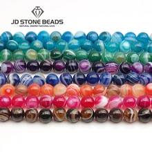 Агаты полоса Натуральный Камень Оникс Круглые бусины для самостоятельного изготовления ювелирных изделий Цепочки и ожерелья браслета 4/6/8/10/12 мм