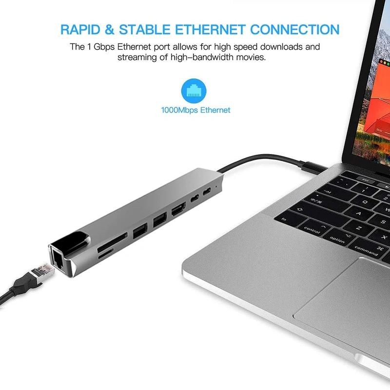 Basix USB C концентратор типа C к HDMI RJ45 Ethernet мульти порты USB 3,0 зарядка PD адаптер для MacBook Pro док-станция USB-C хаб