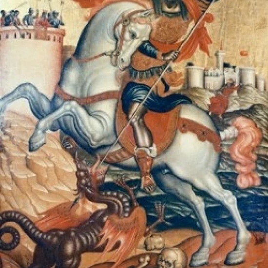 St. George Slaying the Dragon    Tzanes (17th C. Greek) Poster Print (24 x 36)