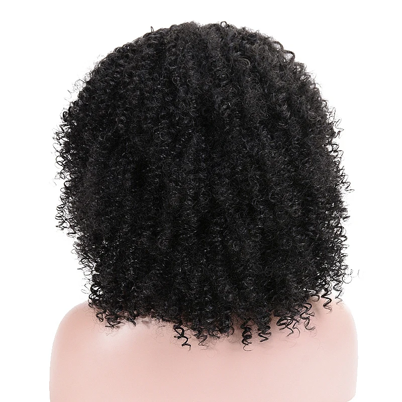 Deyngs натуральные коричневые/черные O Волосы Короткие афро курчавые кучерявые парики натуральные 16 дюймов Синтетические парики для афро-американских женщин