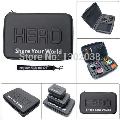 

New Large GoPro Bag WaterProof Shockproof Portable Case For Camera SJ4000 GoPro Hero3 Hero 2 3 + 13" Black Case Accessories