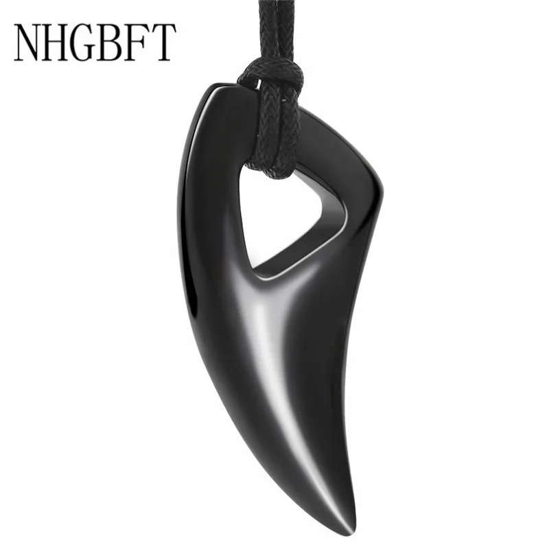 NHGBFT Fashion Black Wolf tooth Stainless Steel Necklace Male Jewelry Punk Biker Mens Pendant Necklaces Dropshipping NHGBFT Fashion Black Wolf tooth Stainless Steel Necklace Male Jewelry Punk Biker Mens Pendant Necklaces Dropshipping