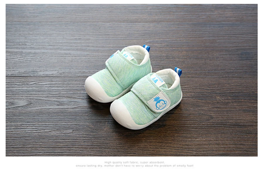 Kalupao Unisex Baby Shoe Cotton Fabric First Walker Shoes Anti-Slippery Soft Tpr Hook & Loop Prewalker Sneakers Baby Casual Shoe (12)