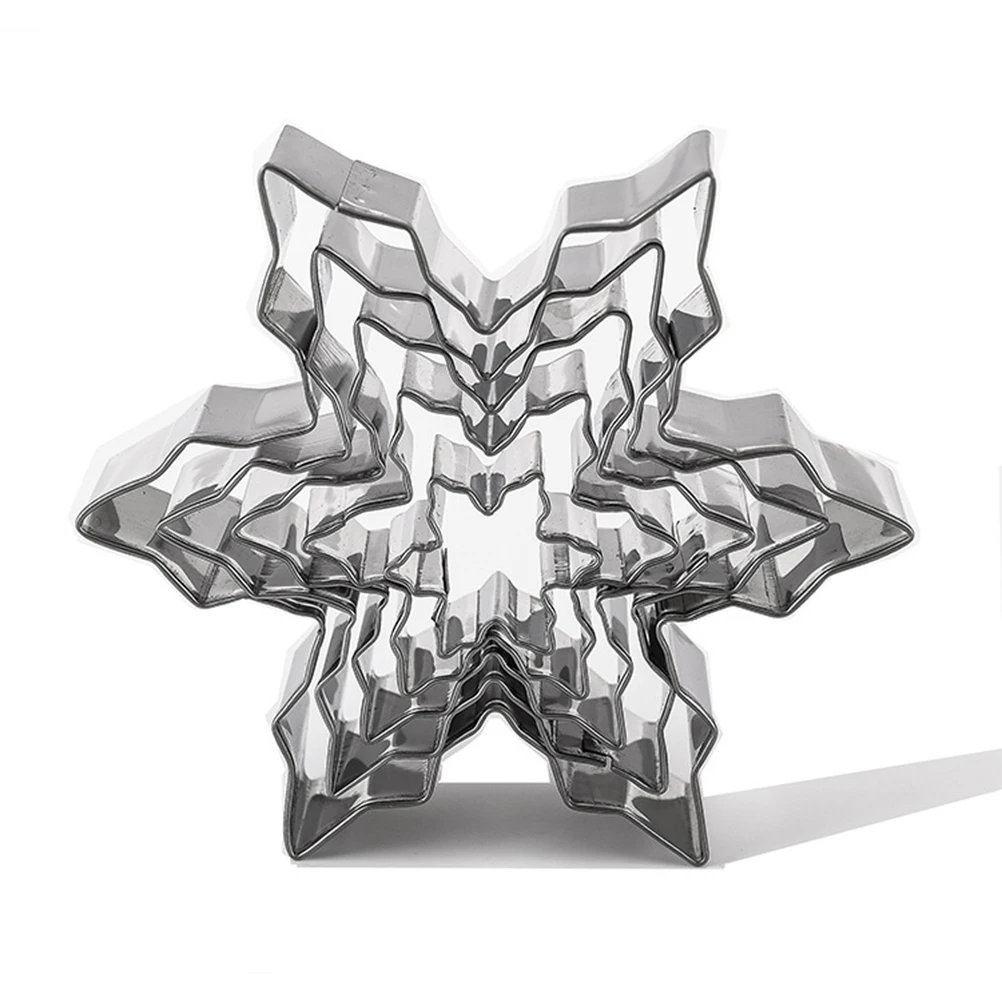 5Pcs/Set Christmas Snowflake Molds Stainless Steel Cookie Cutters Cake Biscuit 