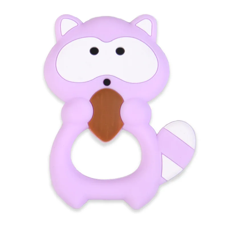 Squirrel Purple Детские Прорезыватель животных Собака белка енота силиконовый прорезыватель из ДФП силиконовые Четки Для режущихся зубов для Цепочки и ожерелья для кормящих зубы - Цвет: Squirrel Purple