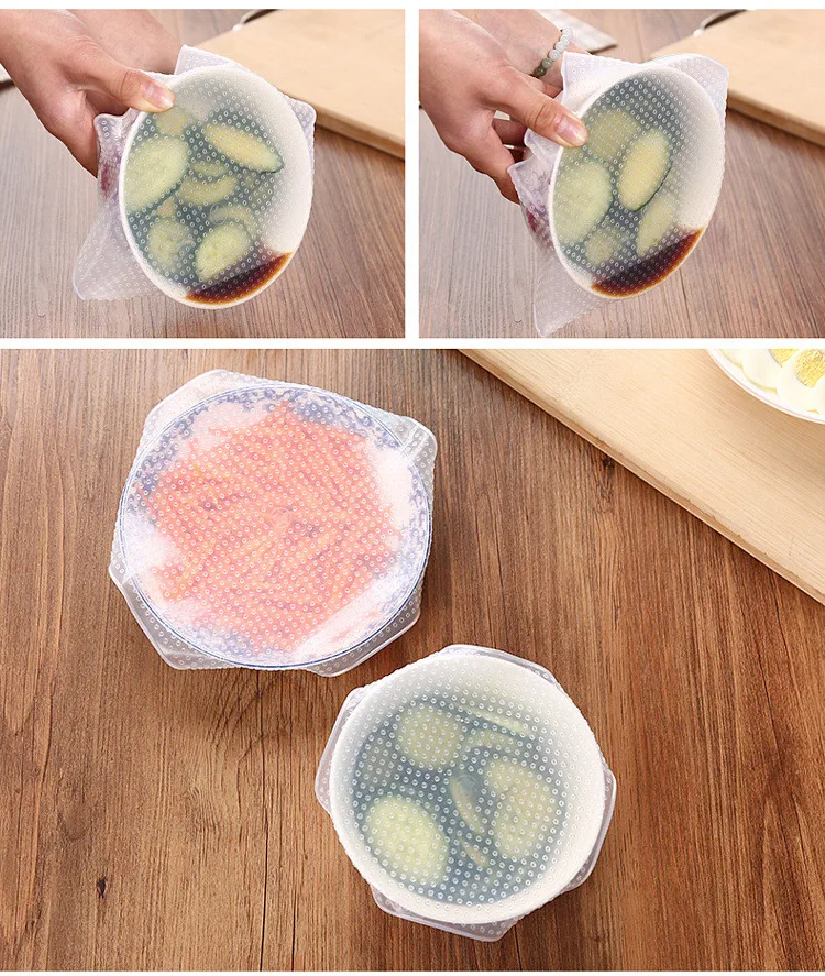 4PCS Silicone Cap Kitchen Foldable Food Cover Food Cover Umbrella (11)