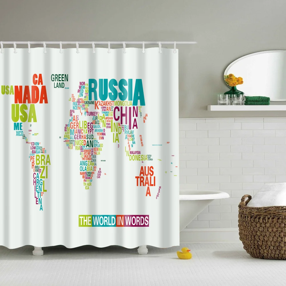 periodic table shower curtain World map curtain large 180x200cm 3d Bath Single Printing Waterproof Polyester for bathroom Decor - Цвет: TZ161231