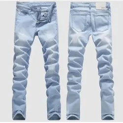 Мужские джинсы мужские модные дизайнерские брендовые эластичные прямые джинсы новые мужские средние брюки тонкие облегающие мужские