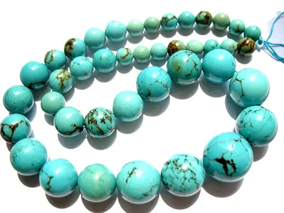 

high quality 6-18mm 17inch turquoise beads round ball green jewelry necklace chain bead