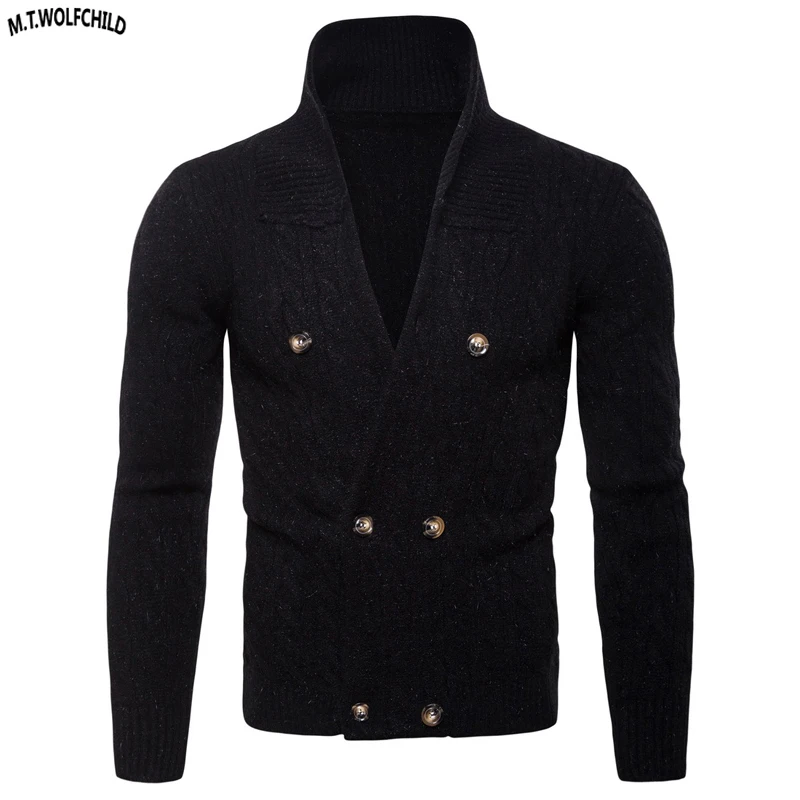Mens sweaters 2018 Mens Double-breasted v-neck knitted sweaters casual mens cardigan thick knitted coats fashion mens clothing