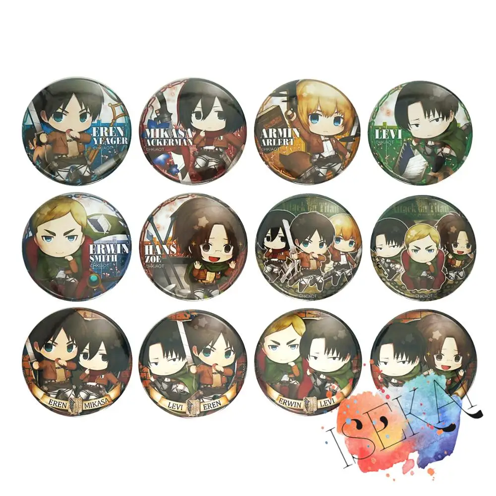 

Attack on Titan Anime Badge Eren Levi Ackerman Hans Erwin Smith Misaka Cute Metal Badge Brooch Pins