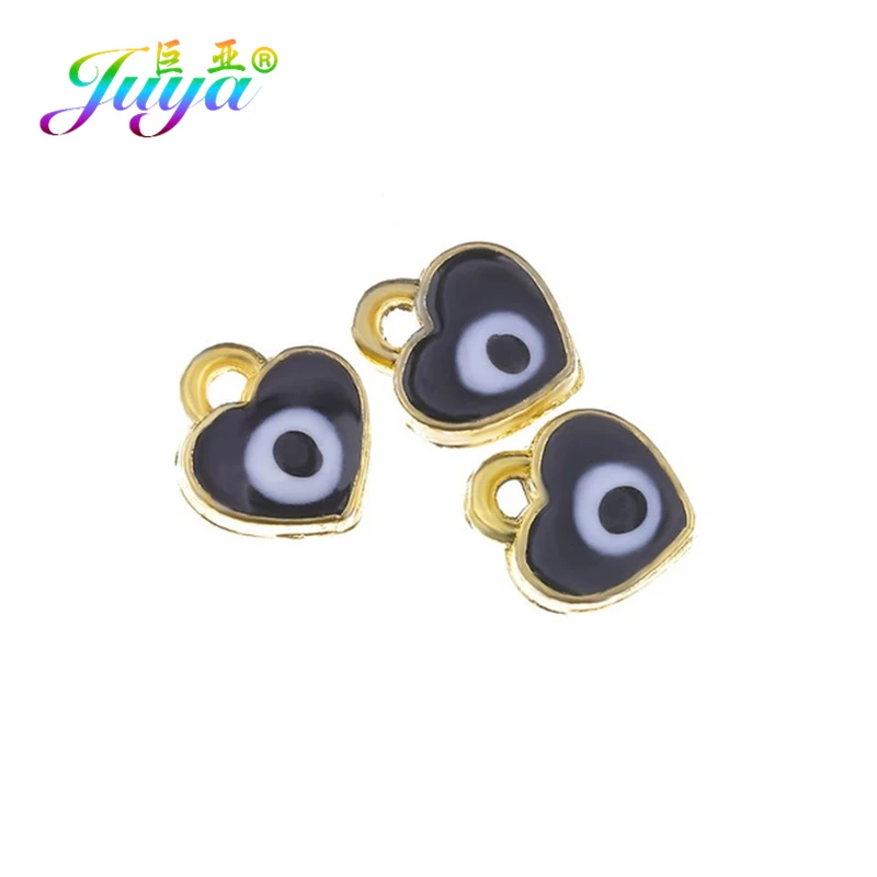 Juya DIY Small Enamel Charms Wholesale HandiCraft Evil Eye Love Heart Star Resin Charms For Women Kids Fashion Bijoux Making - Окраска металла: 50 Pieces As Photo