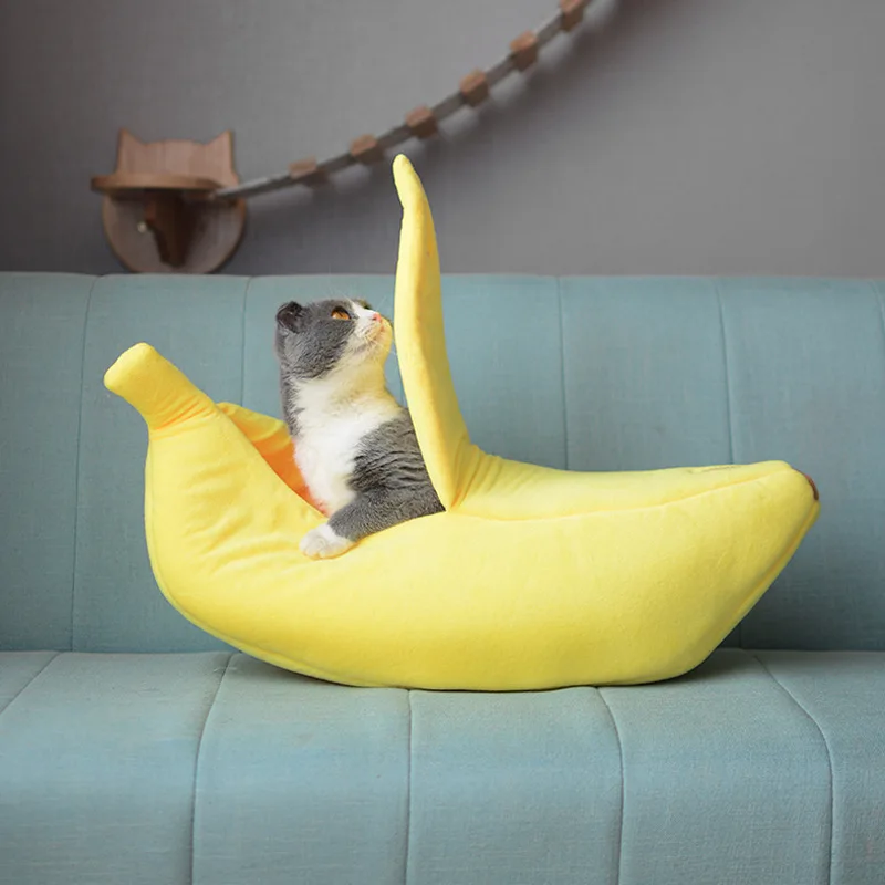  Banana Cat house Closed Cute Cat bed Dog Beds Winter Warm Pet Heated Mat Small Dog Puppy Kennel Hou