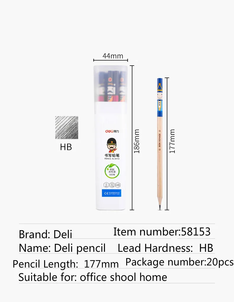 Deli деревянный графитовый карандаш студенческие дети письма и карандаши для рисования большой емкости шестиугольная стержень HB 2B карандаш школьная закрепленная