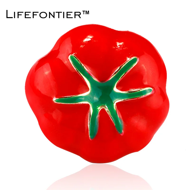 Lifefontier Alloy Enamel Red Tomato Crystal Brooch Brooches For Women Fashion Metal Animal Jewelry Accessories | Украшения и
