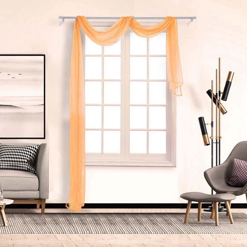 

Multi Colors European Style Curtain Window Decoration Scarf Solid Color Sheer Clear Waterfall Curtains Valance for Home Bedroom
