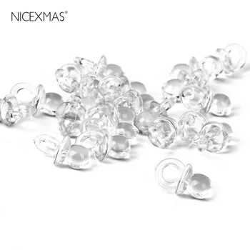 

50pcs Clear Acrylic Baby Pacifier Shower Favors Arts & Crafts, DIY Toy (Pink & White)