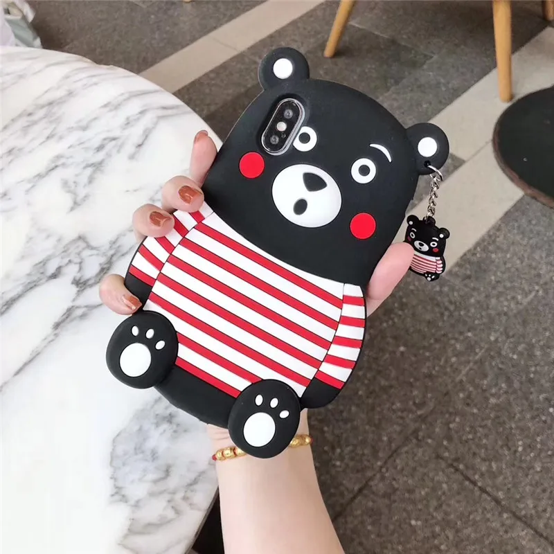 3D милый мультяшный чехол с медведем Kumamon Мягкий силиконовый чехол для iphone X Xs 7 8 6 6s Plus Милая резинка чехол для телефона