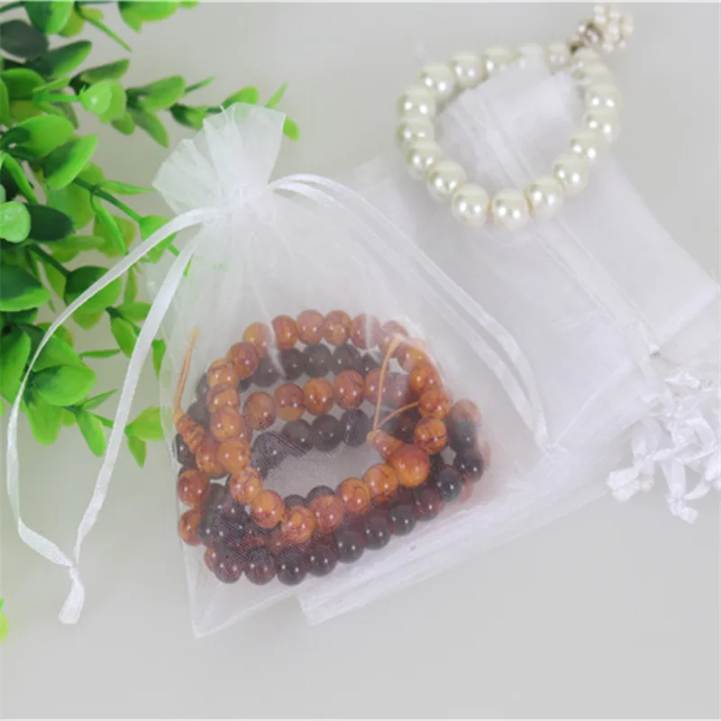 

Wholesale 100pcs/lot 13*18cm White Jewelry Organza Gift Bags Can Be Customized Drawstring Chirstmas Organza Bags