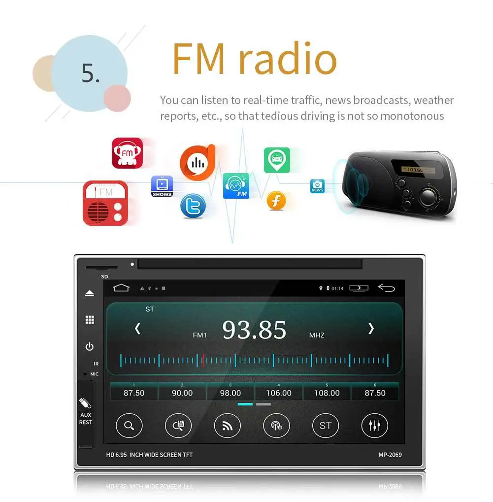 Cheap Auto Parts 7 Inch Car Navigation TFT Bluetooth MP5/ No Key Player GPS Navigation Integrated Machine Priority Player Display 6