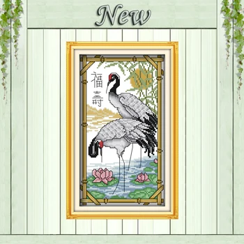 

Red-crowned crane bless longevity paintings counted printed on canvas DMC 14CT 11CT Cross Stitch Needlework Sets Embroidery kits