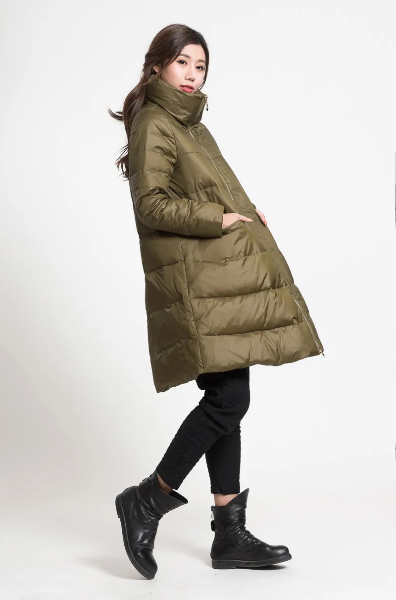 Размер S-10XL, толстое пуховое пальто А-силуэта, женская зимняя куртка, свободный стиль, пуховик, зимнее пуховое пальто с высоким воротником