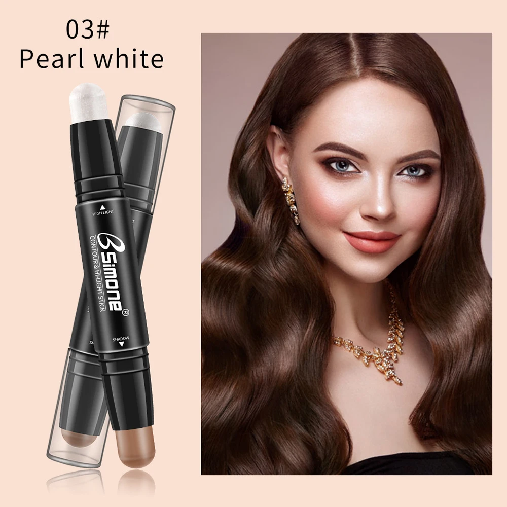 Double Head 3D Bronzer Highlighter Stick Face Makeup Concealer Pen Foundation Stick Cream Texture Contour Pencil Cosmetic TSLM1