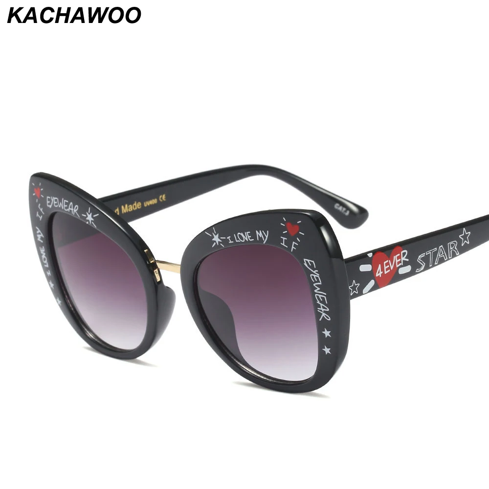Kachawoo, модные солнцезащитные очки кошачий глаз, для женщин, большая оправа, буквы, негабаритные, солнцезащитные очки для женщин, подарок на день рождения, для женщин