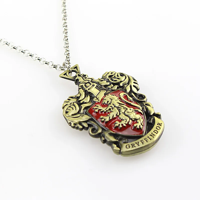 

Hot Moive Potter Hog-warts School Gry-ffindor badge Metal Pendants Necklace Action Figure Toys Gift