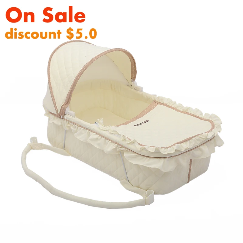    Portable multi-functional aluminum alloy crib cradle cart folding newborn baby basket                              