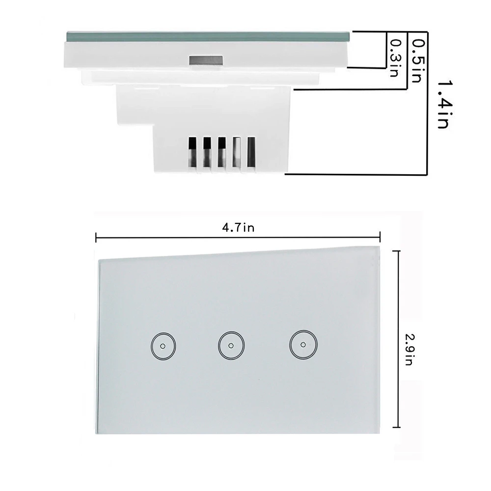 Сенсорный выключатель смарт-переключатель панели стены прерывателя 1/2/3 Wi-Fi выключатель света стандарт США с приложение Tuya smart Alexa Google домашней странице