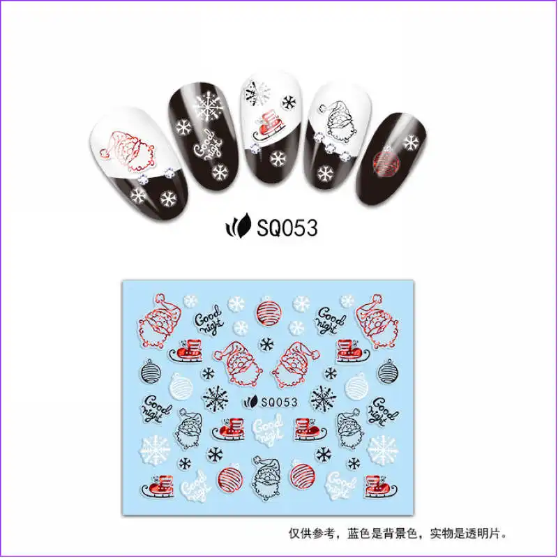 UPRETTEGO, 12 шт./лот, самоклеющиеся 3D наклейки для ногтей, татуировки, красный, черный, Рождественский галстук-бабочка, ангел, сердце, кружево, SQ49-60