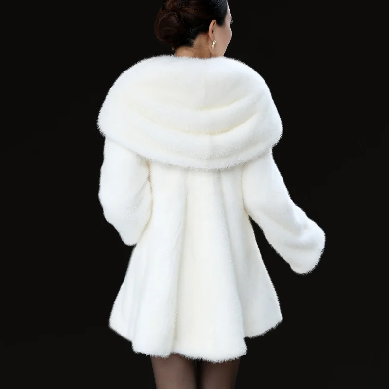 2016 Vintage Faux Fur Coat Cheap fur coat mink Fur marten overcoat