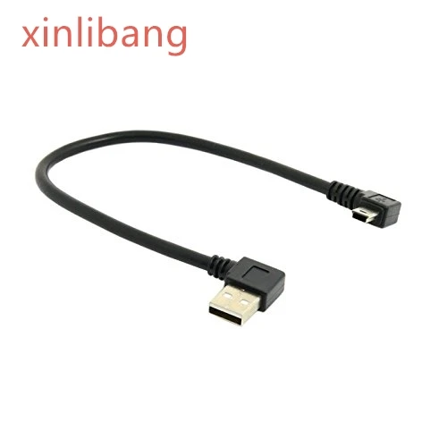 

Mini USB 5Pin 90 Degree Left & Right Angled Male to Left USB 2.0 Male Data Charge Cable 20cm