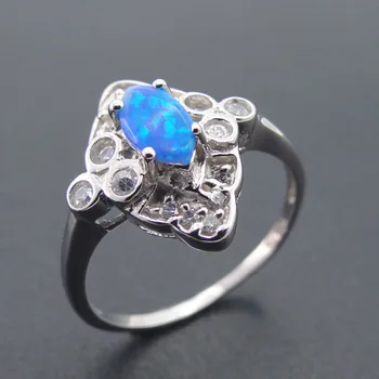 

100% 925 Sterling Silver Ring for Women Fine Jewelry Fashion Designs Ring for Party Opal Band Blue Fire Opal Ring for Girls