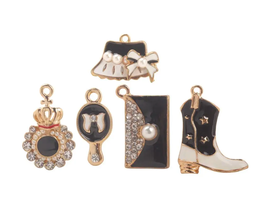

20pcs Fashion Ladies Enamel Pendants Hat Mirror Boot Clutch Charms