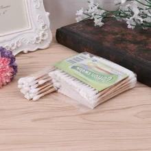 100 шт./пакет Ватные палочки Уход за младенцами Тематические товары про рептилий и земноводных Средства для снятия макияжа Инструменты ДВОЙНОЙ Насадка дерево Ватные палочки