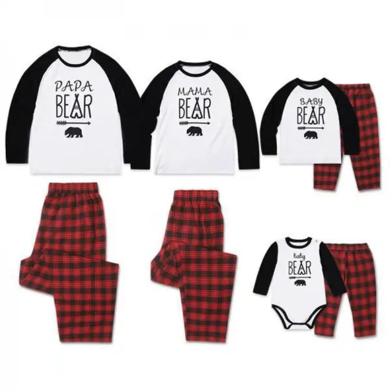 Bear Family Christmas Pajamas Set Family Look Matching Family Pajamas Navidad Family Matching Clothes Mommy and Me Sleepwear