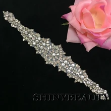 Shidianyi горный хрусталь и жемчуг бисером Свадебная аппликация с лентой на голову аппликация мотивы со стразами идеально сочетаются с нарядным Wedding-RA109-Y9513