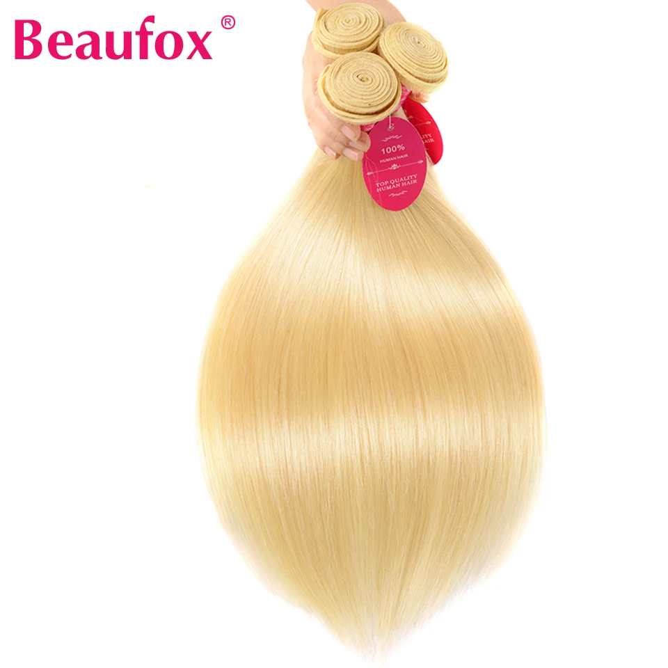 Beaufox 613 Blonde Bundles With Frontal Straight Human Hair Bundles With Frontal Closure Brazilian Hair Weave With Closure Remy