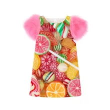 Платье для маленьких девочек модное весенне-осеннее платье с рукавами из искусственного меха для девочек платья для маленьких детей Одежда для детей