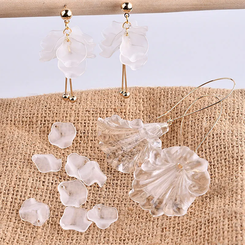 Diy earrings accessories Korean Super Fairy frosted petals Peony slices La given hand earrings Jewelry Findings