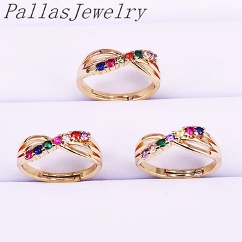 

NEW arrived 10Pcs gold filled micro pave colorful cz engagement women fashion charm ring jewelry gift
