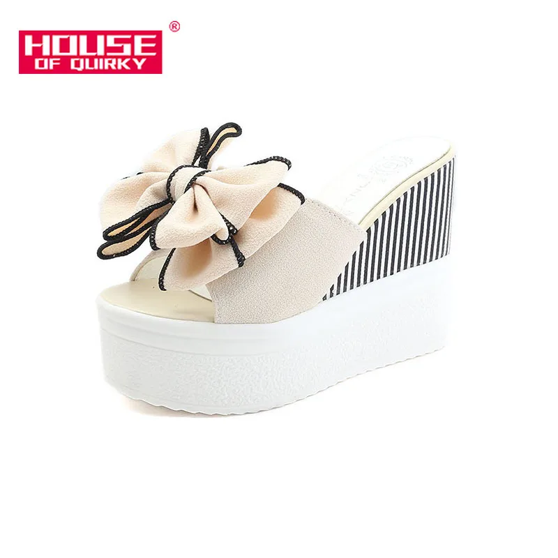 

Fashion Fish Mouth Women Sandals Casual Wedge Slingback Women High Heels Outdoor Bowknot Platform Shoes Women Cloth Summer Shoes
