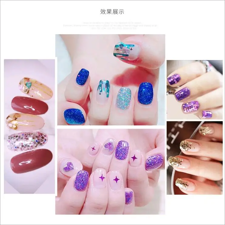 BELESHINY 48 botellas/paquete de polvo de brillo de uñas fitness decoración de mujeres shell perlas de perla mini botella de encanto de Arte de uñas